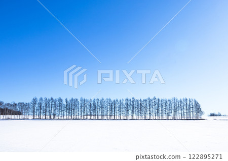 The open, blue sky of the Tokachi Plain 122895271