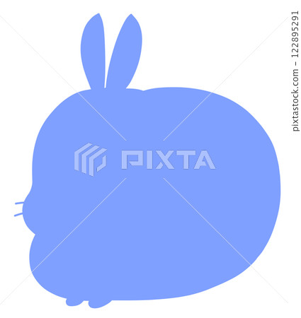 一隻靜靜坐著的兔子的輪廓(藍色) 一隻靜靜坐著的兔子的輪廓(藍色) 122895291