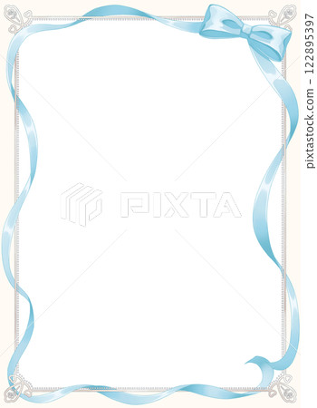 Light blue ribbon and decorative frame 122895397