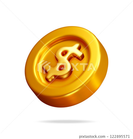 3D gold coin with dollar sign icon isolated 122895571