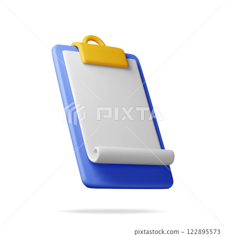 3d clipboard with empty paper sheet isolated 3d clipboard with empty paper sheet isolated 122895573