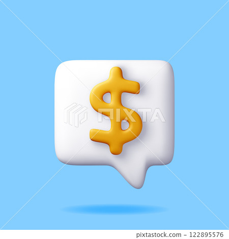 3D speech bubble with dollar sign icon 3D speech bubble with dollar sign icon 122895576