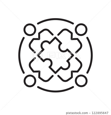 Teamwork icon. Symbol of problem solving and workflow. Vector illustration. Teamwork icon. Symbol of problem solving and workflow. Vector illustration. 122895647