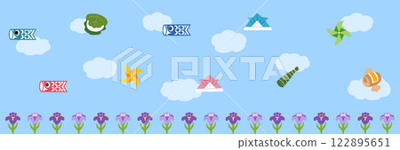 兒童節圖片：藍天背景資料，水平 122895651