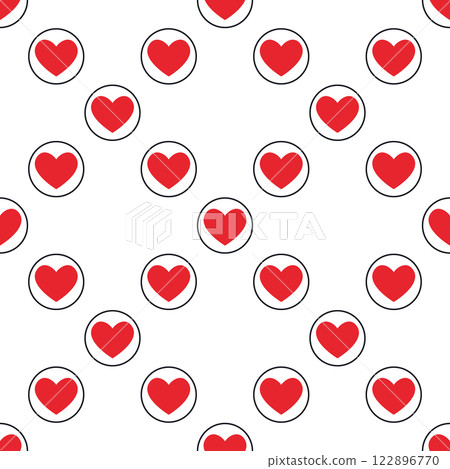 Circle with Hearts Playing Card Suit vector solid seamless pattern 122896770