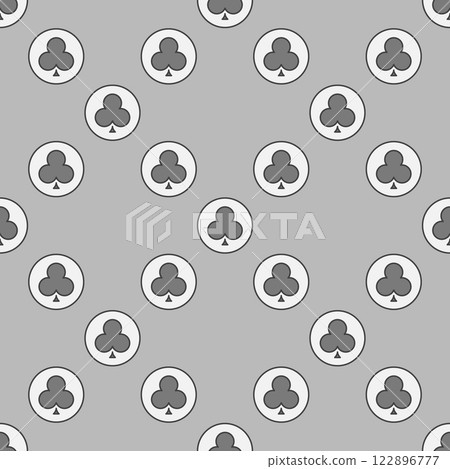 Clubs Card Suit in Circle vector colored seamless pattern or background 122896777