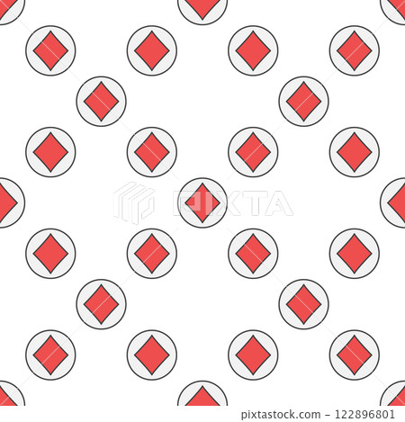 Diamonds Playing Card Suit vector round colored seamless pattern Diamonds Playing Card Suit vector round colored seamless pattern 122896801