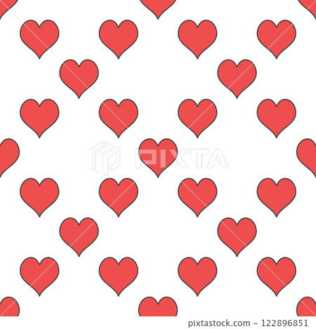 Hearts Card Suit vector red minimal seamless pattern or background 122896851