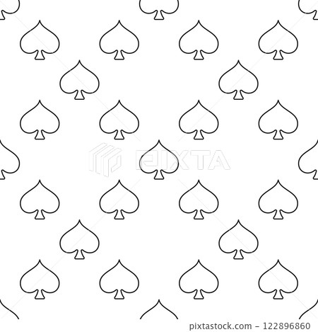 Spades Playing Card Suit vector thin line minimal seamless pattern 122896860