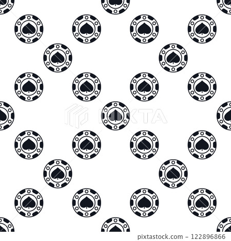 Spades Poker Chip vector solid seamless pattern or background 122896866