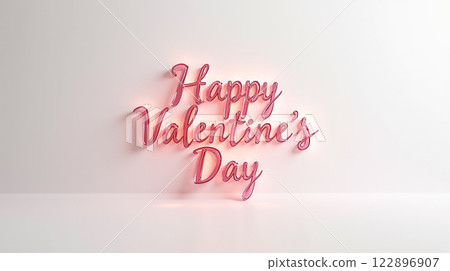 Valentine's Day sign with glowing pink letters celebrating love and affection in a stylish decor setting Valentine's Day sign with glowing pink letters celebrating love and affection in a stylish decor setting 122896907