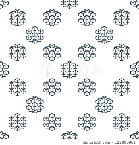 Blockchain outline vector seamless pattern. Block Chain Technology simple line background Blockchain outline vector seamless pattern. Block Chain Technology simple line background 122896961