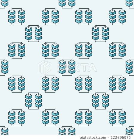 Blockchain with 6 Blocks vector blue seamless pattern - Block Chain background 122896975