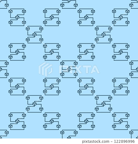 Blockchain with 5 Blocks vector thin line seamless pattern or background 122896996