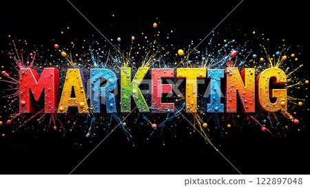 Colorful marketing concept with vibrant paint splashes creatively illustrating brand promotion and advertising techniques Colorful marketing concept with vibrant paint splashes creatively illustrating brand promotion and advertising techniques 122897048