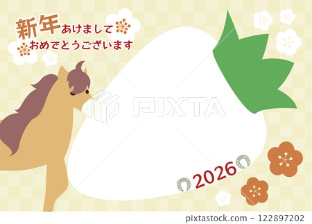 2026年馬年馬年相框新年賀卡明信片素材 122897202