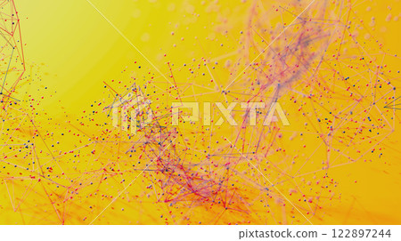 Interwoven Dreams: A Vibrant Network of Yellow, Pink, and Purple 122897244