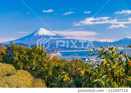 [Shizuoka Prefecture] View of Shimizu cityscape and Mt. Fuji from Nihon-daira 122897510