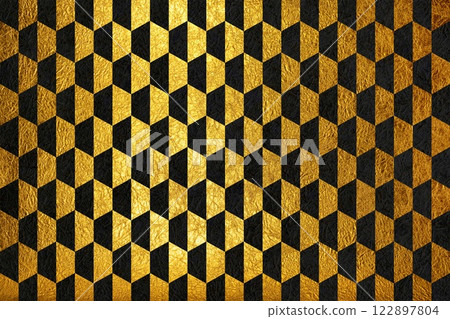 A luxurious background material with gold abstract patterns on black Japanese paper 122897804