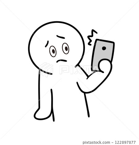Stickman frowning at annoying phone call 122897877
