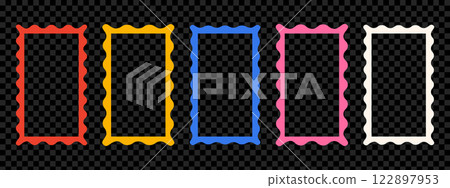 Rectangle photo frames with wavy borders set. Modern vector template 122897953