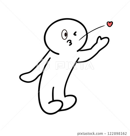 簡筆畫出愛心之吻 122898162