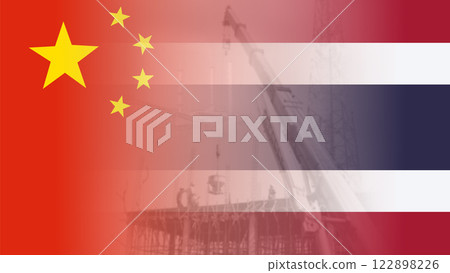 China and Thailand flags of business Competition, Thai and China trade relations, Thai and China trade war concept, Abstract background of symbol of tariff trade war tax barrier between Thai and China China and Thailand flags of business Competition, Thai and China trade relations, Thai and China trade war concept, Abstract background of symbol of tariff trade war tax barrier between Thai and China 122898226