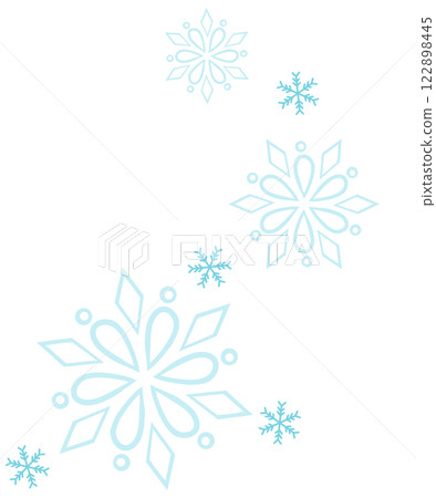 Illustration of light blue flower-like snowflakes 122898445