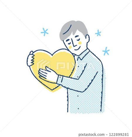 A man holding a heart with great care 122899281