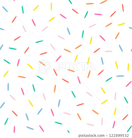 Simple Sprinkle Seamless Pattern. Colorful donut or cake glaze with sprinkle topping. Vector Illustration in scandinavian style 122899532