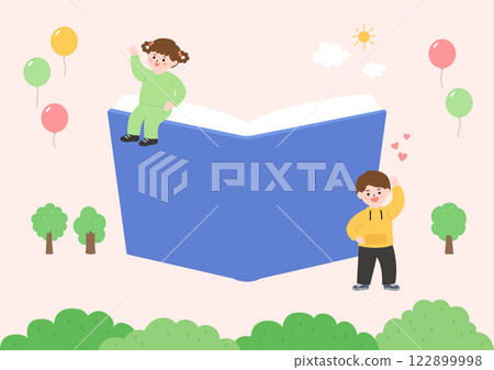Vector illustration of cute elementary school students. 122899998