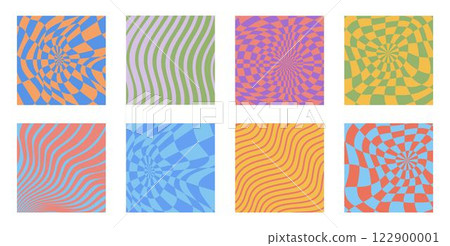 Wavy lines and psychedelic chessboard 122900001