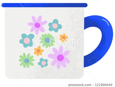 cute flowers pattern enamel coated tinware Mug 122900049