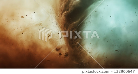 Large destructive tornado destroying everything in its path 122900647