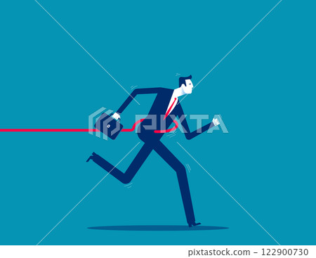 A businessman forced back by a hook. Business with holding you back flat vector style 122900730