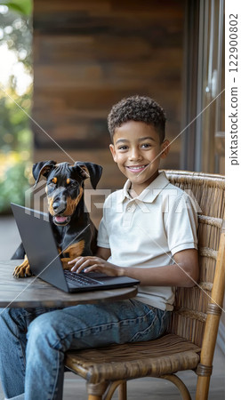 Smiling haired curly 12 years old african american 122900802