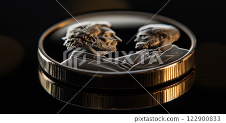 Commemorative coin celebrating president abraham lincoln and ulysses s. Grant for president's day Commemorative coin celebrating president abraham lincoln and ulysses s. Grant for president's day 122900833