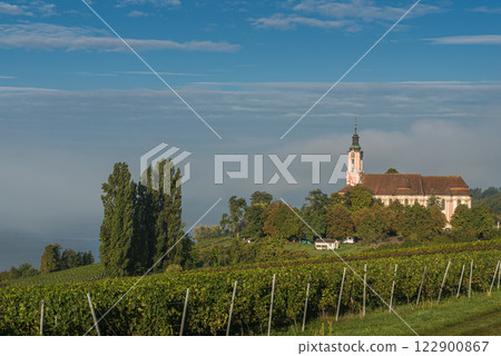 Pilgrimage church Birnau and vineyards on Lake Constance in Germany Pilgrimage church Birnau and vineyards on Lake Constance in Germany 122900867