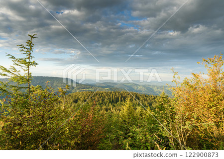 Panoramic view of the landscape along the Black Forest High Road in Germany 122900873