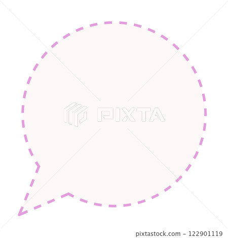 簡單虛線圓形對話泡泡（粉紅色/白色） 122901119