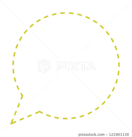 簡單的圓形虛線對話泡泡（僅線條圖，黃色） 122901130