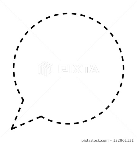 簡單虛線圓形對話泡泡（僅線條圖，黑色） 122901131