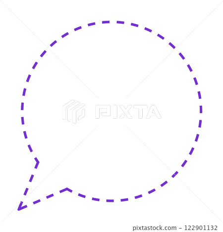 Simple dashed round speech bubble (line drawing only, purple) Simple dashed round speech bubble (line drawing only, purple) 122901132
