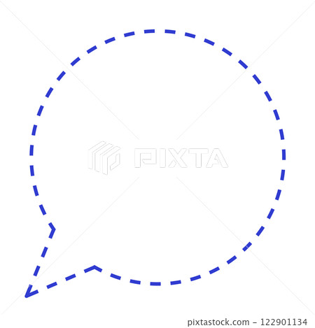 Simple dashed round speech bubble (line drawing only, blue) Simple dashed round speech bubble (line drawing only, blue) 122901134