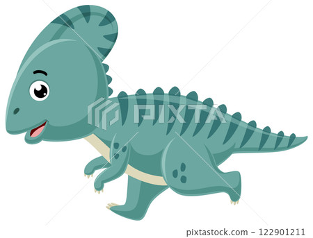 Cartoon little parasaurolophus on white background 122901211