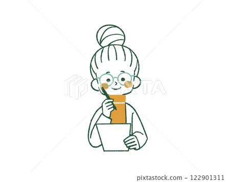 拿著文件和筆的女人-4 種顏色 122901311