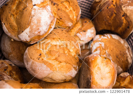 Ruddy rolls of fresh warm grain bread Ruddy rolls of fresh warm grain bread 122901478