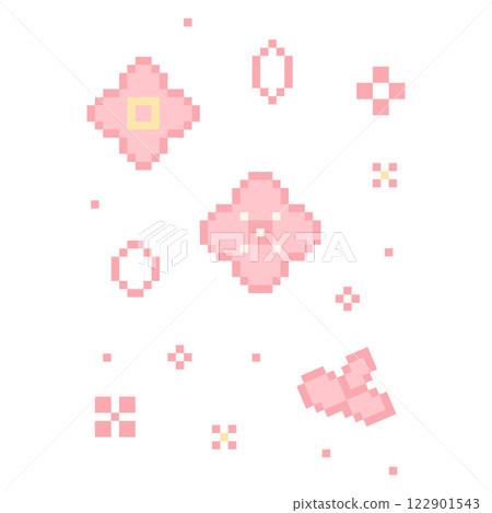 Sakura cherry pixel flower, floral japan 8 bit retro y2k plam. East nature symbol.Old school. 122901543