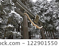 Torii gates of Nikko Futarasan Shrine in winter 122901550