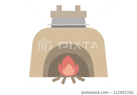 Vector illustration of a stove Simple Cute Handwritten Retro Kamado Cooking rice Vector illustration of a stove Simple Cute Handwritten Retro Kamado Cooking rice 122901592